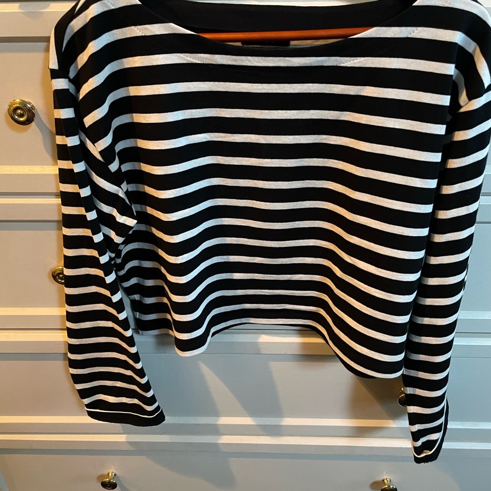 J. Crew Black and White Striped Sweatshirt